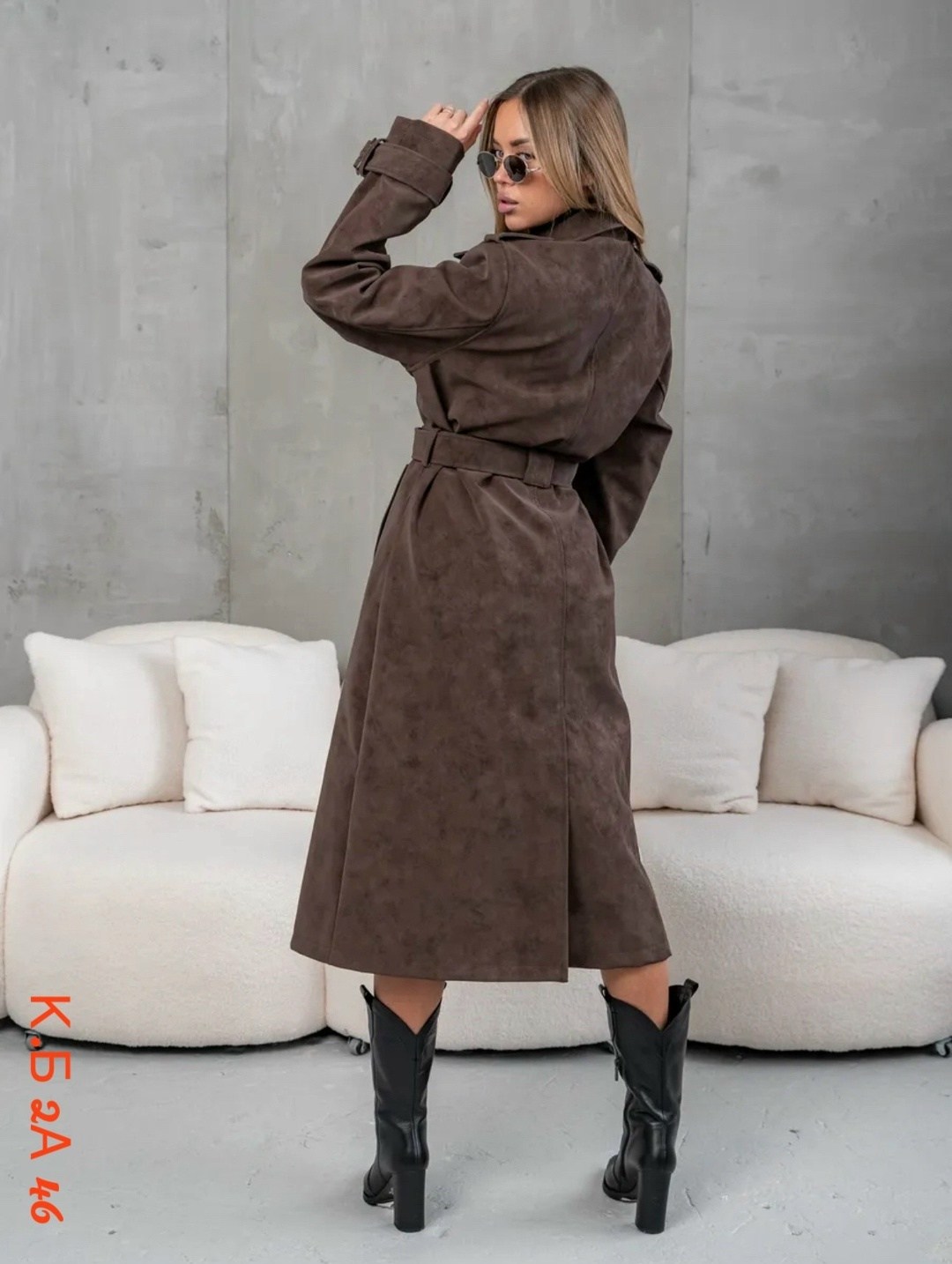 тренч замшевый пальто maris,замшевый плащ,замшевый тренч,классическая коричневая замшевая женская куртка с поясом,замшевая куртка