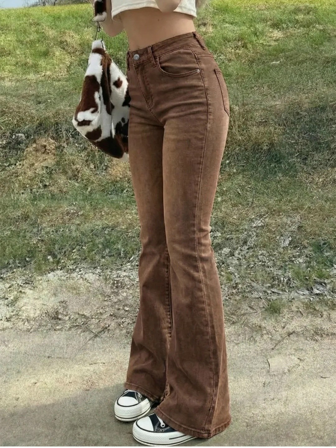 коричневые джинсы клеш женские,женские джинсы клеш,брюки клеш с высокой талией,женские джинсы в стиле ретро с широкими штанинами для повседневных брюк с высокой талией,женские джинсовые брюки с широки