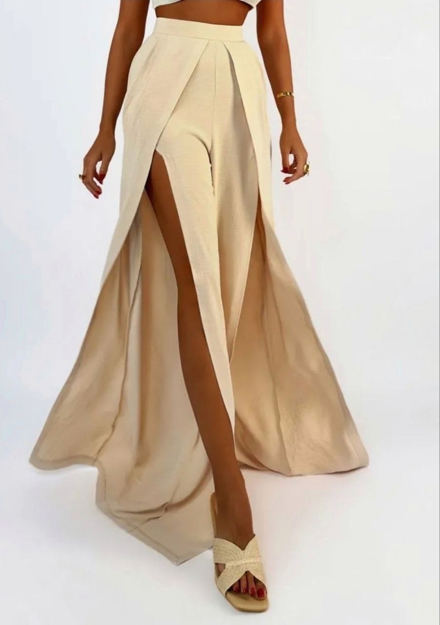 пляжная юбка,белая пляжная юбка,широкие брюки с разрезом,пляжная одежда,белые брюки с разрезами