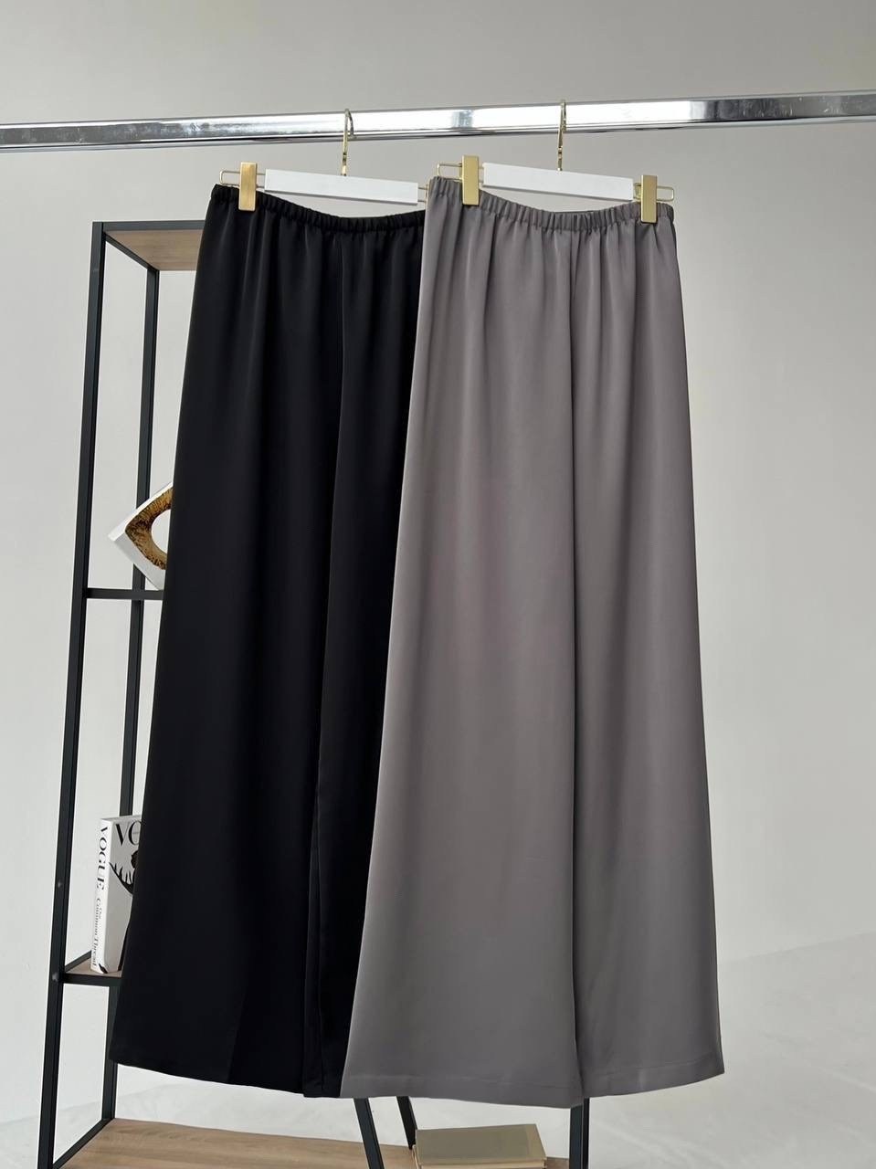 брюки шелковые палаццо на резинке qaso 251927240,брюки широкие,брюки палаццо,брюки модные,шелковые брюки