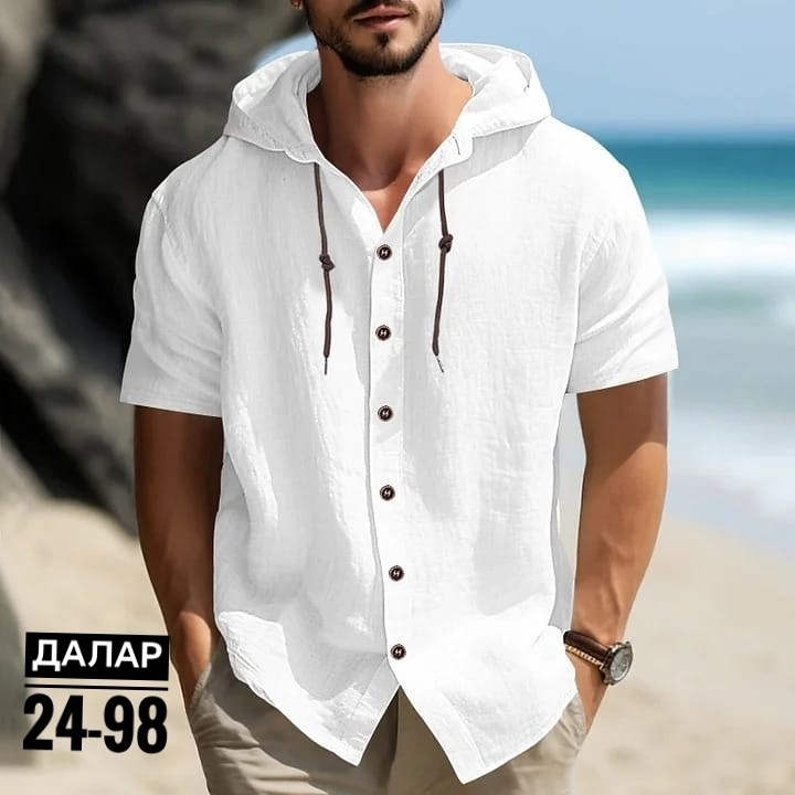 мужская повседневная рубашка,рубашка мужская с капюшоном,повседневная рубашка,льняная рубашка мужская,рубашка с капюшоном