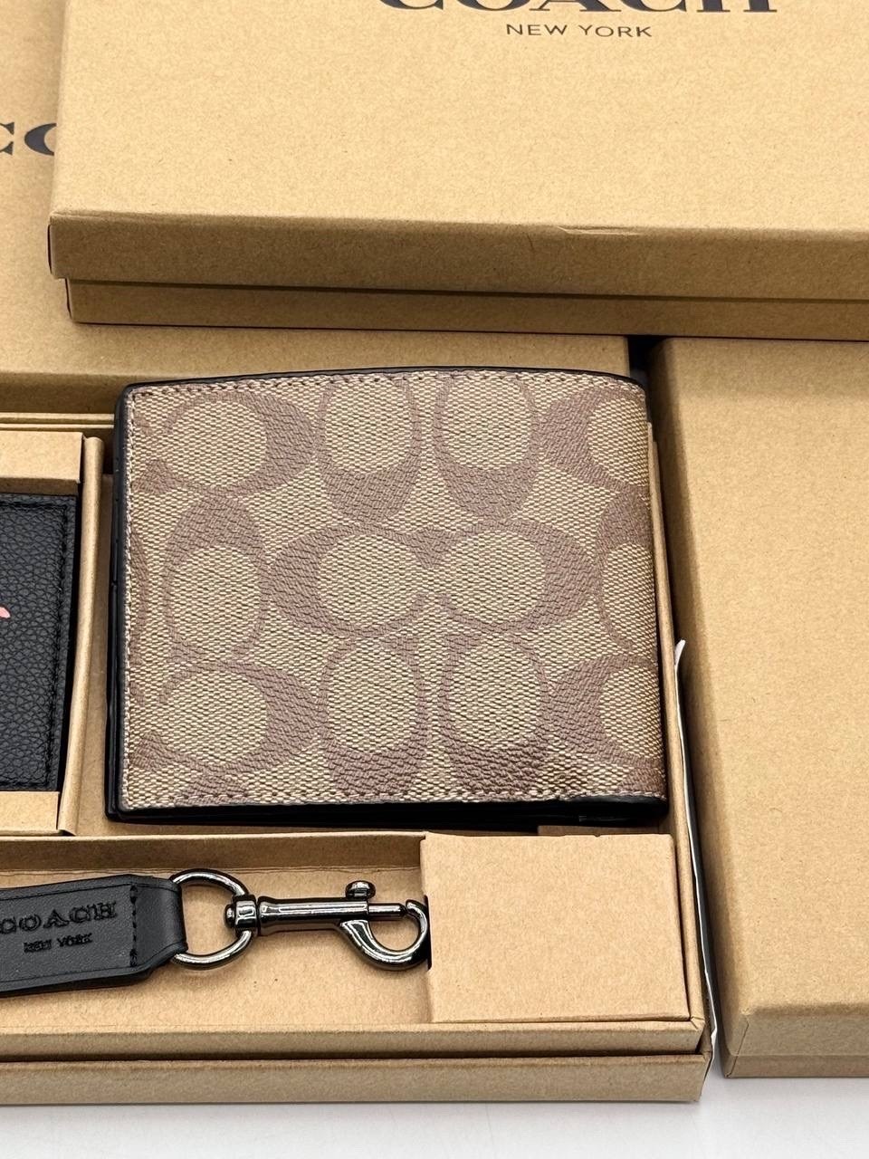 кошелек coach,мужские кошельки,мужские аксессуары,упаковка подарочная,подарочная коробка