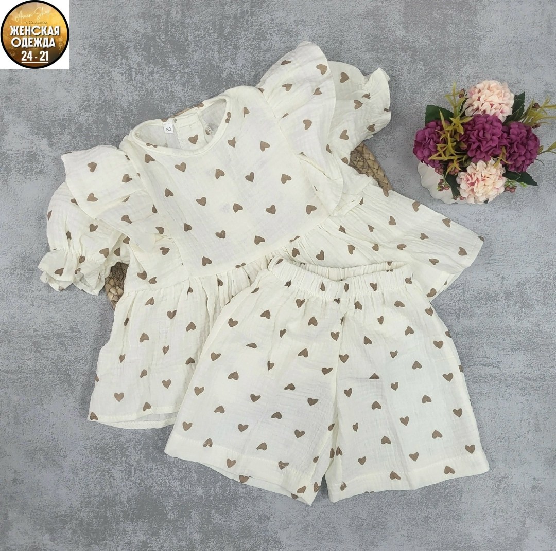 пижама с сердечками с шортами и топом костюм летний для дома umood 218997300,одежда для новорожденного,пижама женская,муслиновая пижама с шортами и рубашкой с сердечками lesslace 211489543,пижама для