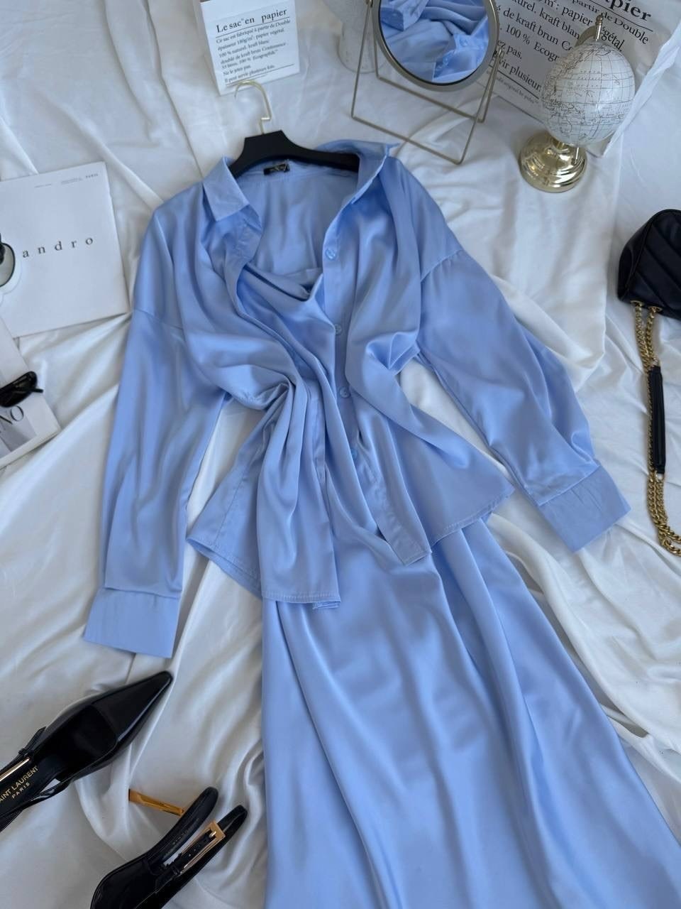 платье шелковое двойка с рубашкой,костюм шелковый,шелковое платье комбинация,шелковое платье комбинация с рубашкой,атласное платье