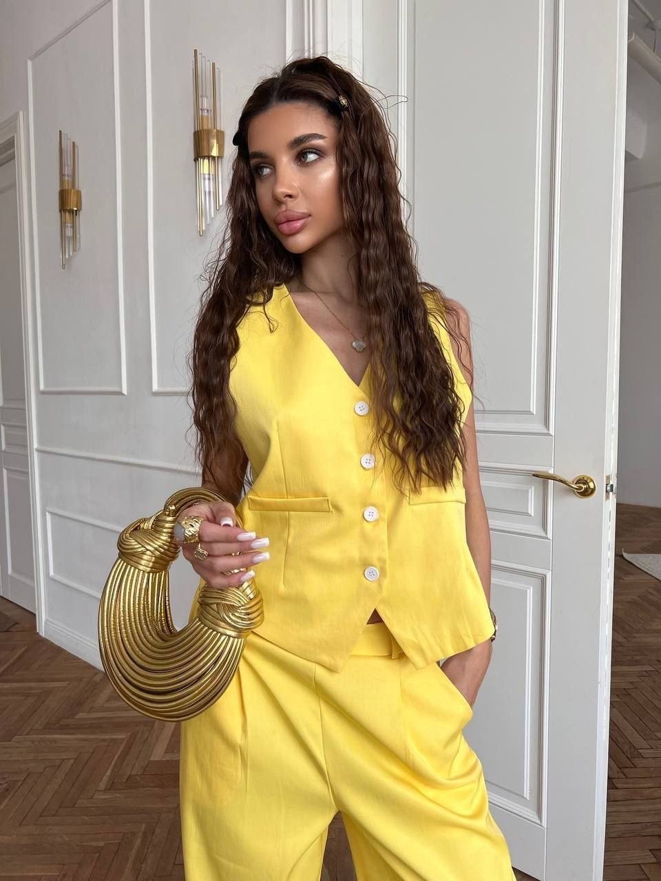 костюм из льна женский брюки и жилет,брюки палаццо и жилет костюм,брючный костюм,брючный костюм с жилеткой женский,брючный костюм с жилетом