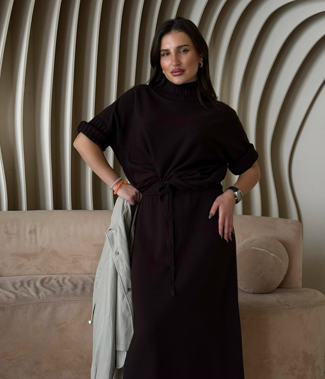 костюм трикотажный,костюм трикотажный платье с кардиганом emberens 252242273,костюм с юбкой,джемпер,костюм из кашемира