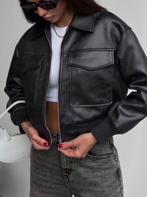 бомбер женский из качественной экокожи,бомбер женский velive черный экокожа,куртка бомбер,кожаная куртка,бомбер кожаный