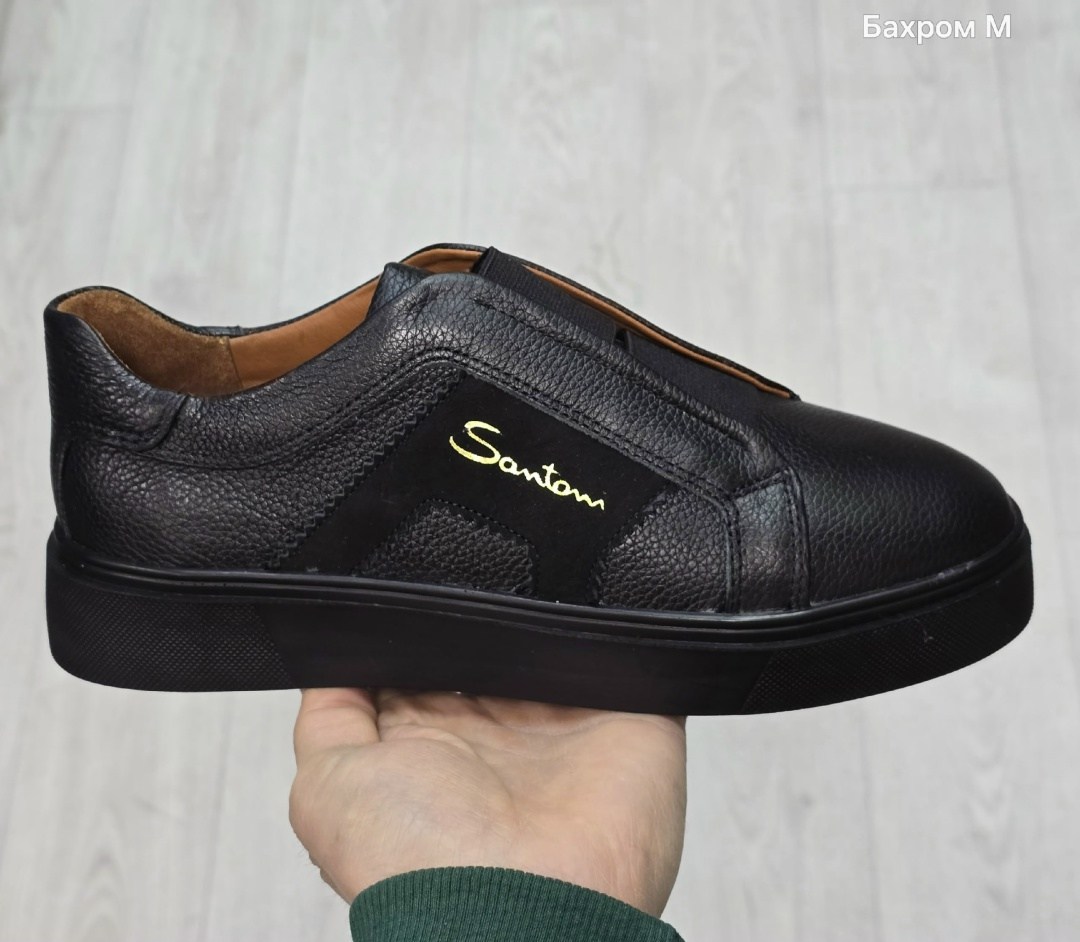 ,слипоны santoni,мужские слипоны,кожаные кеды santoni,мужская