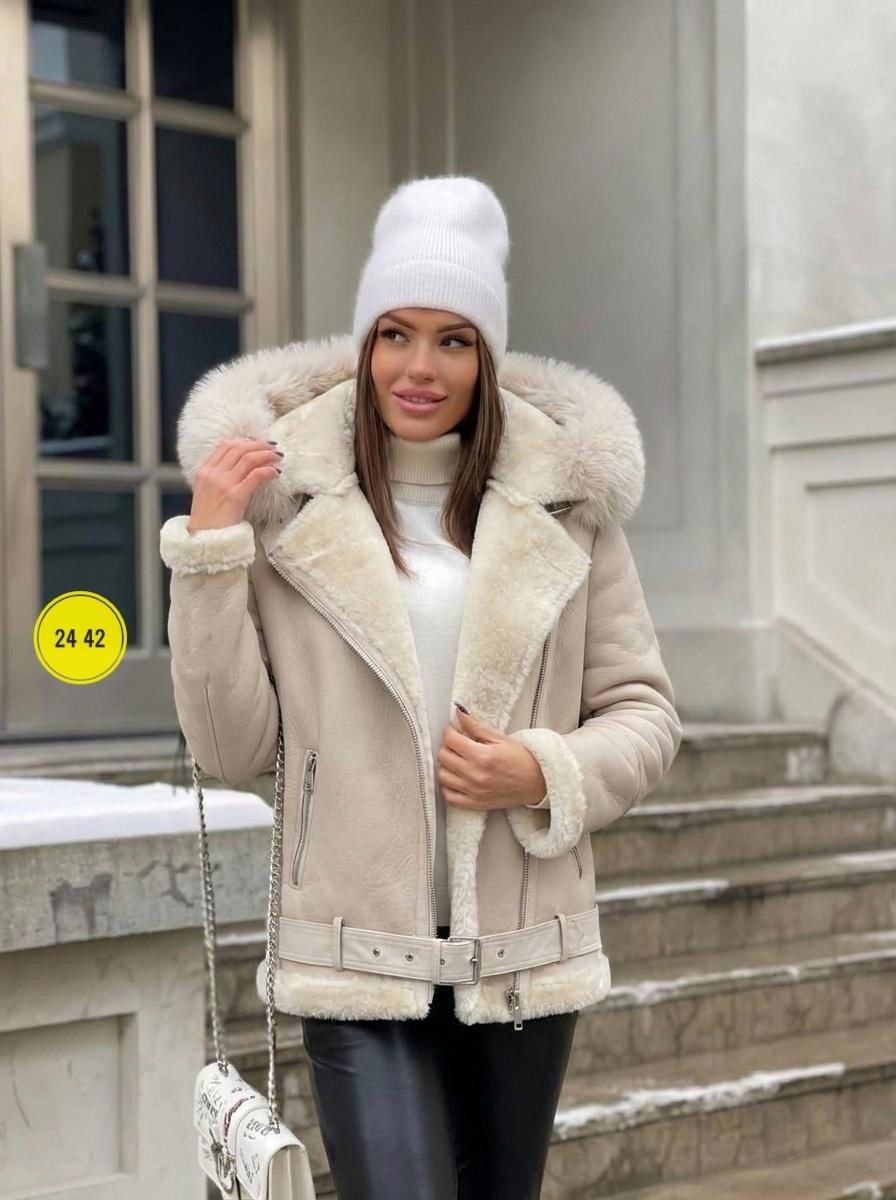 женская натуральная дубленка авиатор с капюшоном,дубленка женская с капюшоном,куртка дублёнка с меховым капюшоном,куртка дубленка авиатор с меховым капюшоном,комбинированная дубленка