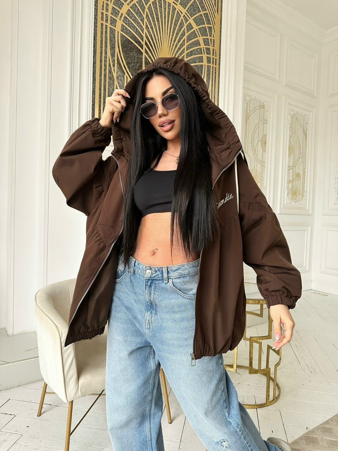 оверсайз куртка,женская куртка,стильная куртка,ветровка оверсайз с капюшоном,куртка