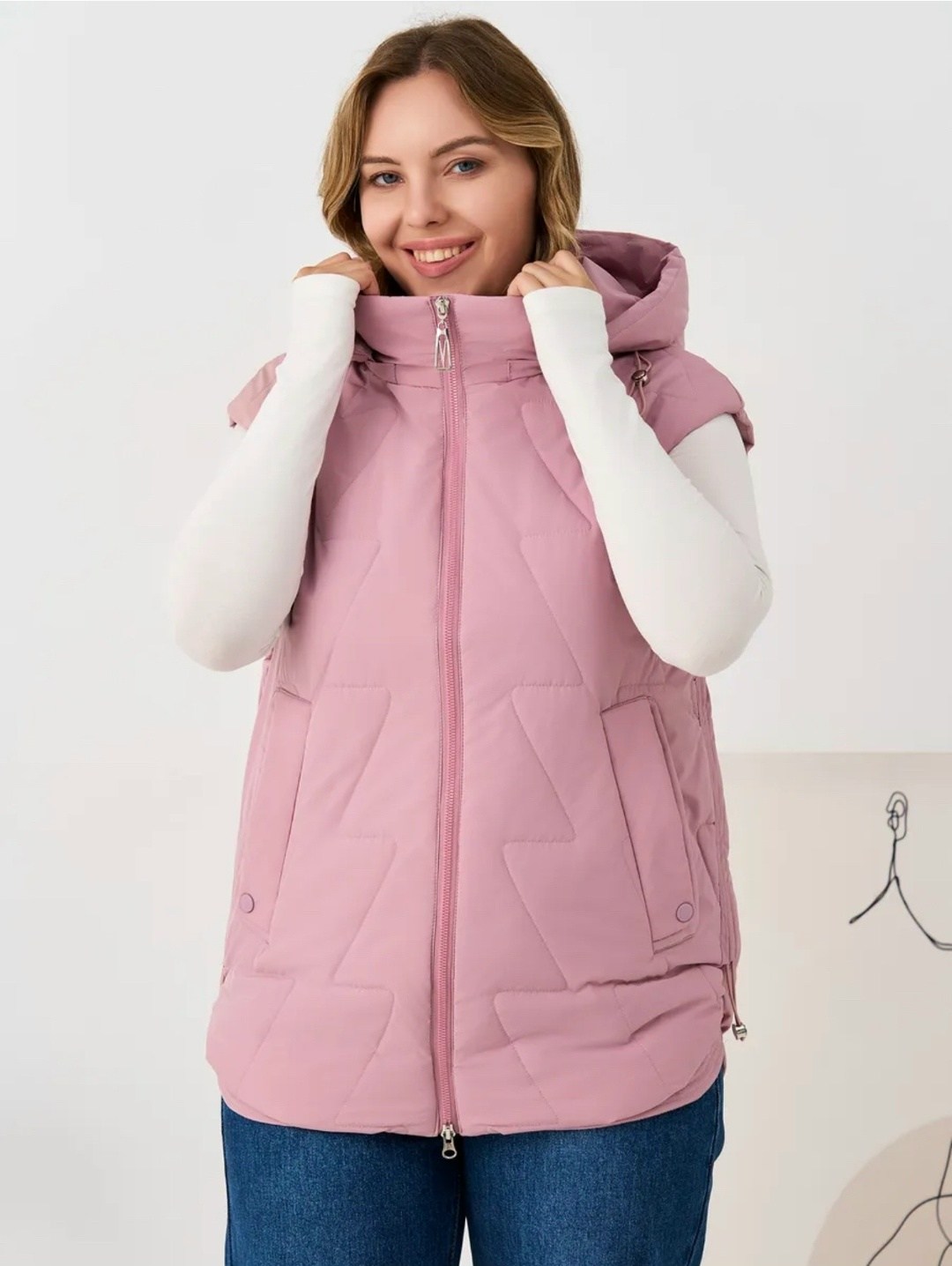 жилетка оверсайз утепленная безрукавка с капюшоном lucasta style,жилетка оверсайз утепленная безрукавка с капюшоном lucasta style 458720054,жилет утепленный женский,утепленный жилет,жилетка женская