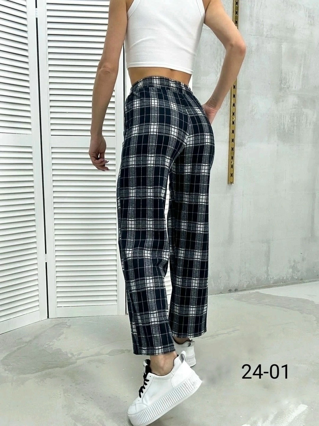 повседневные штаны,женские штаны,широкие брюки палаццо на резинке,штаны в клетку,прямые штаны