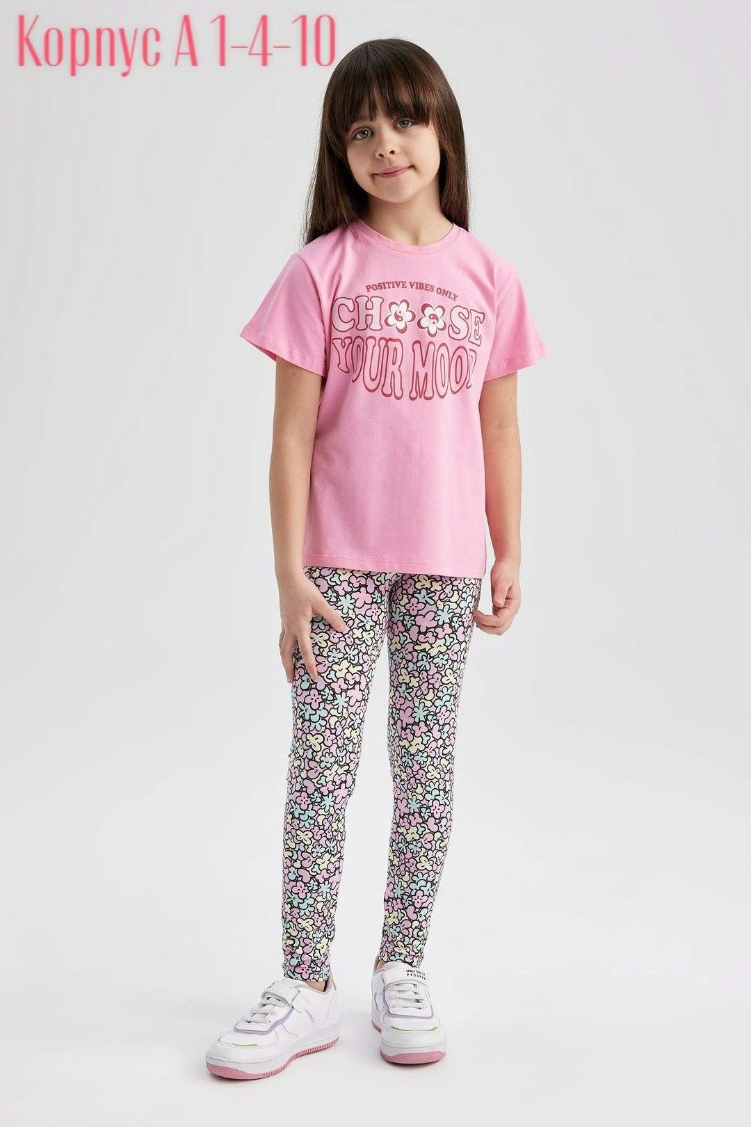 костюм с лосинами для девочки 41109 (футболка , лосины) с.розовый/розовый,повседневный костюм с лосинами для девочки 41109 (футболка + лосины) цвет с. розовый/розовый,комплект для девочки 41109 (футбо