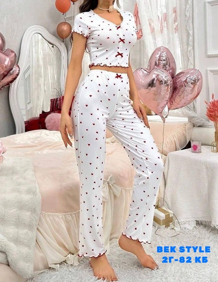 летняя женская пижама,пижама женская с брюками m,l,xl,xxl,с сердечками,пижама для женщин,женские пижамы,модные свободные кружевные пижамы