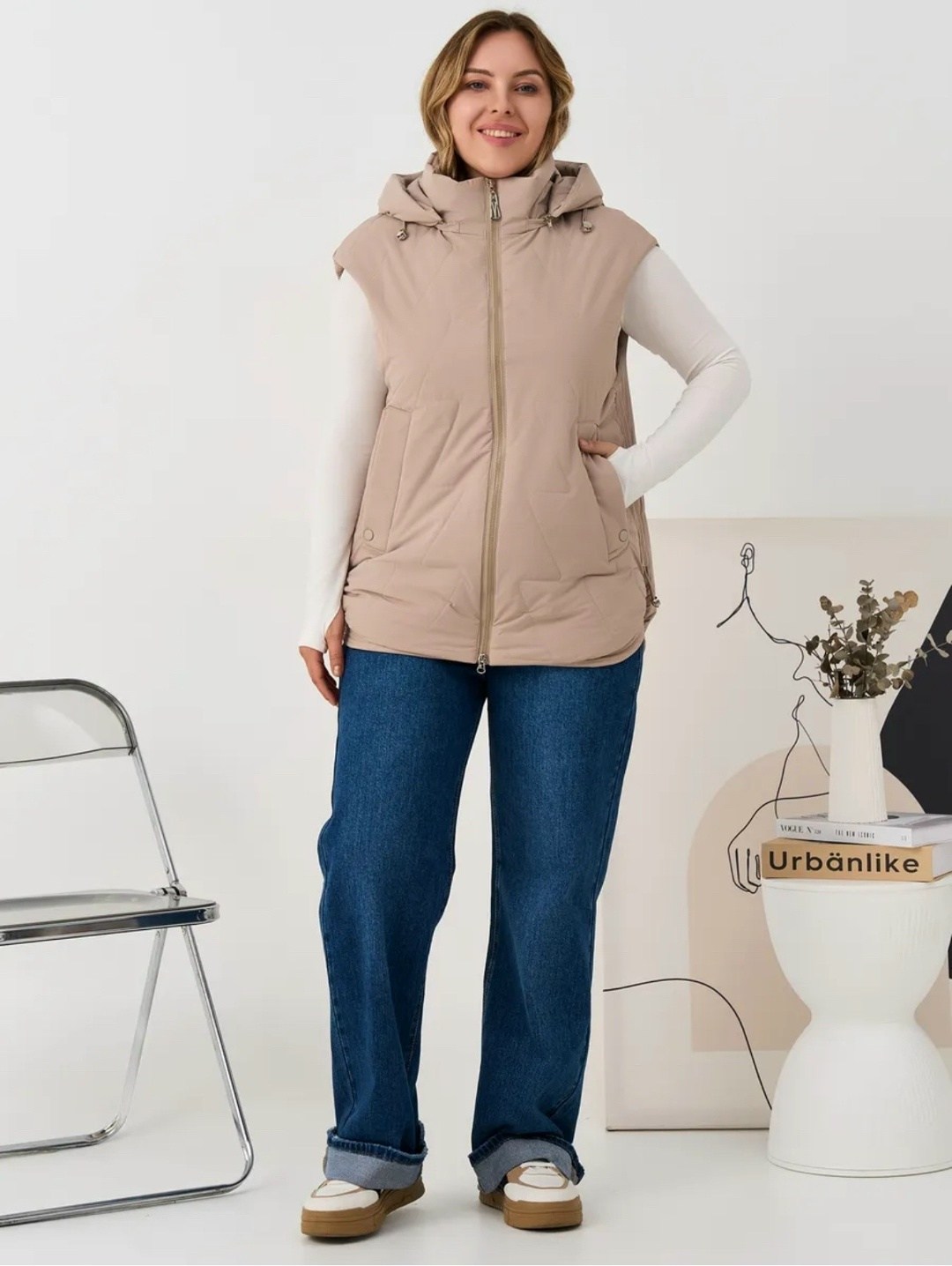 жилетка оверсайз утепленная безрукавка с капюшоном lucasta style,жилетка оверсайз утепленная безрукавка с капюшоном lucasta style 458720054,жилет утепленный женский,утепленный жилет,жилетка женская