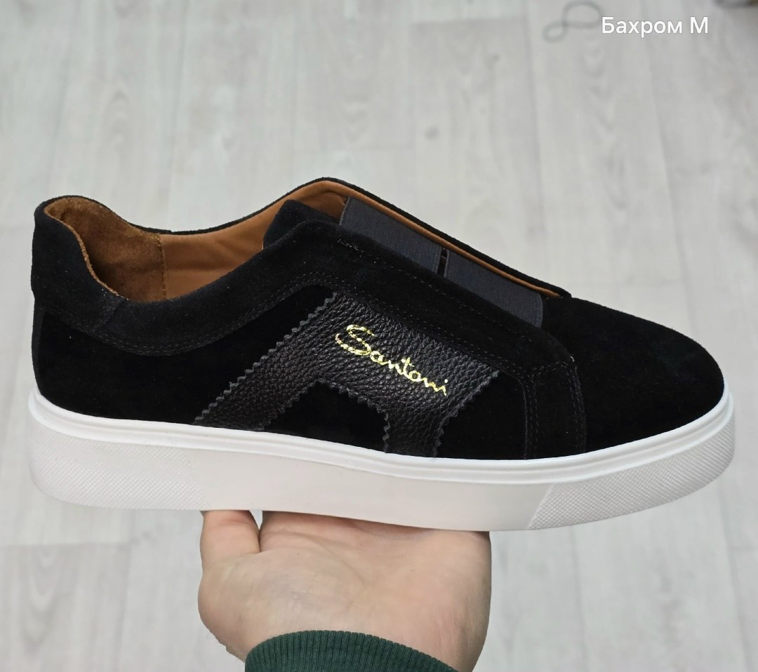 ,слипоны santoni,мужские слипоны,кожаные кеды santoni,мужская