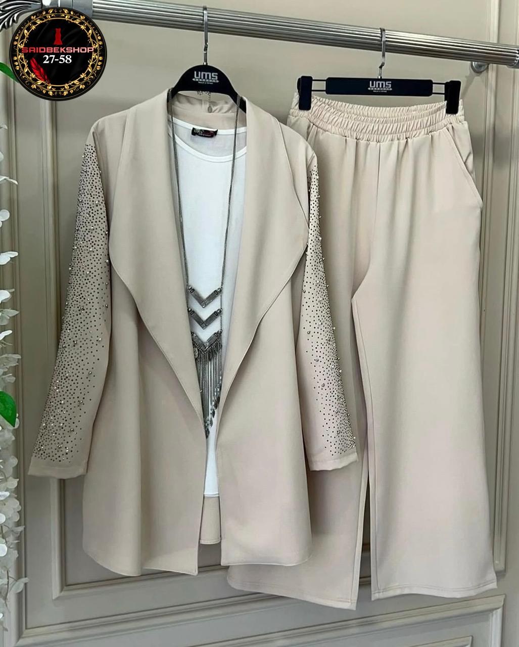 брючный костюм юрс 22-958-6 тройка голубой размер 44-54,брючный костюм urs 22-958-6,брючные женские костюмы,женские костюмы,брючный костюм юрс 22-958-6 тройка