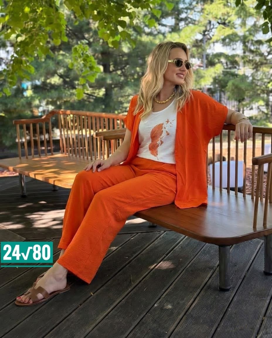 оранжевый брючный костюм,костюм брючный летний,оранжевые брючные костюмы для женщин,брючные женские костюмы,летние брючные костюмы женские
