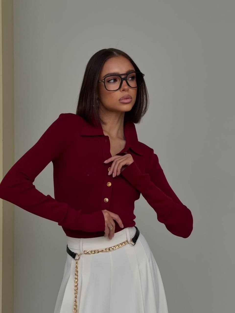 женская кофта,бордовая блузка,лонгслив в рубчик кофта облегающая поло офис evastival,бордовый,женская блузка