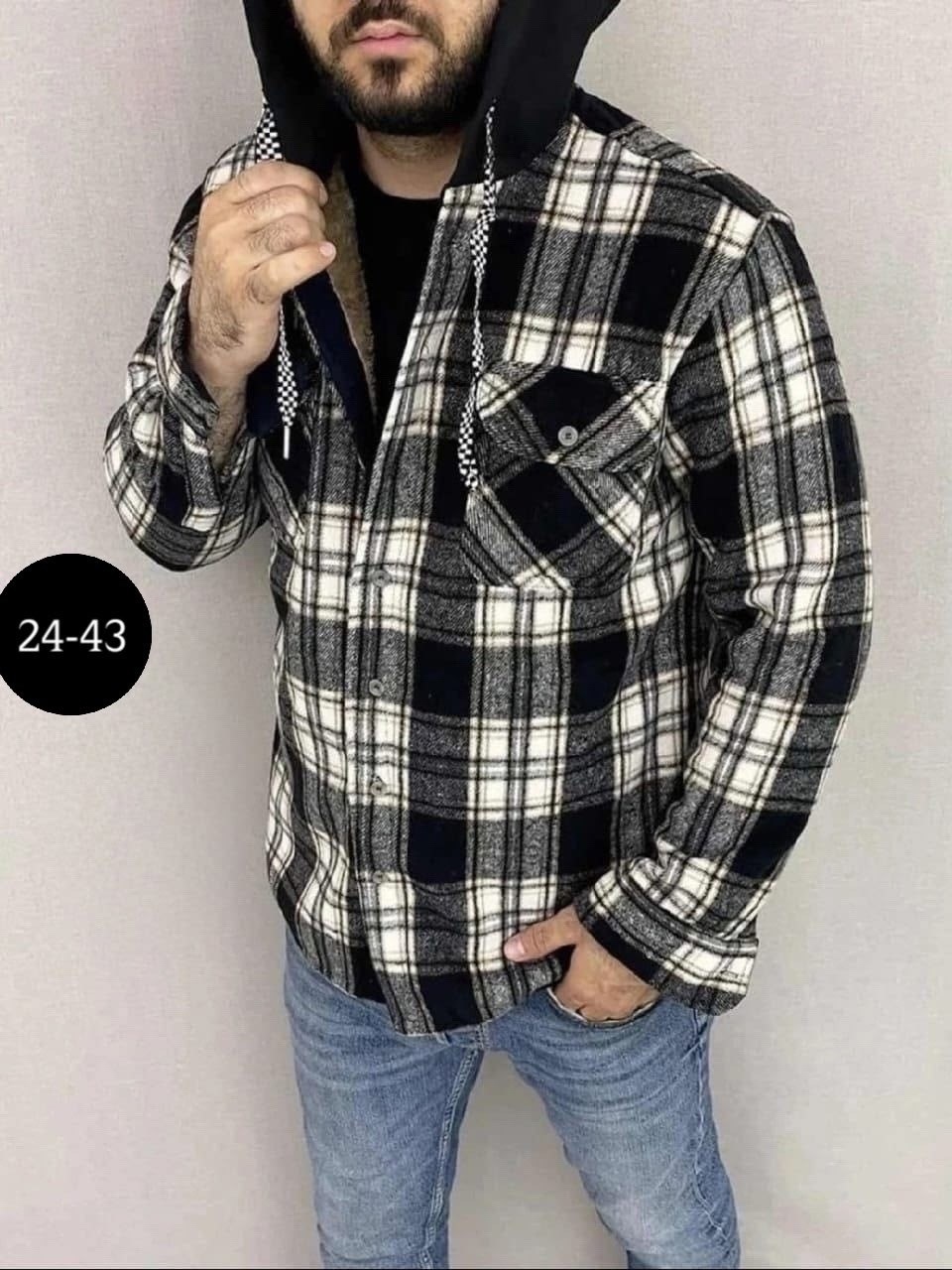 рубашка утепленная на меху зимняя в клетку,рубашка на меху с капюшоном,рубашка теплая на флисе,рубашка на меху с капюшоном цвет хаки,толстовка рубашка теплая арт. 11599010