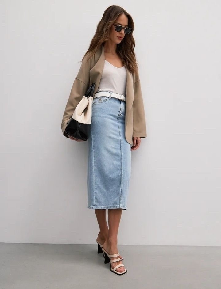 джинсовая юбка,юбки джинсовые миди,джинсовая юбка с разрезом спереди,джинсовая юбка золла,модели юбки