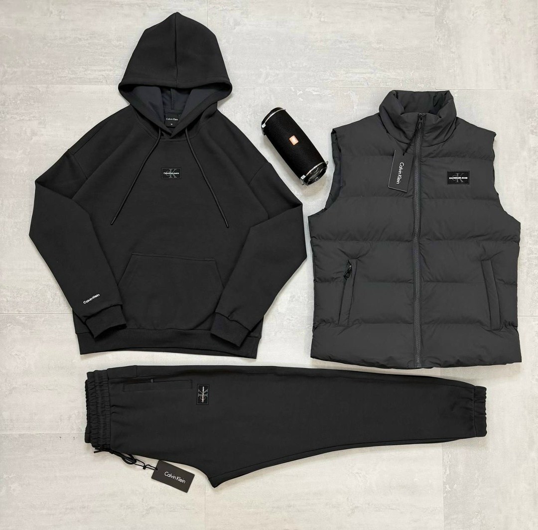 костюм спортивный,костюм на флисе,костюм тройка,костюм-тройка мужской: жилет, толстовка и штаны арт. 1331597