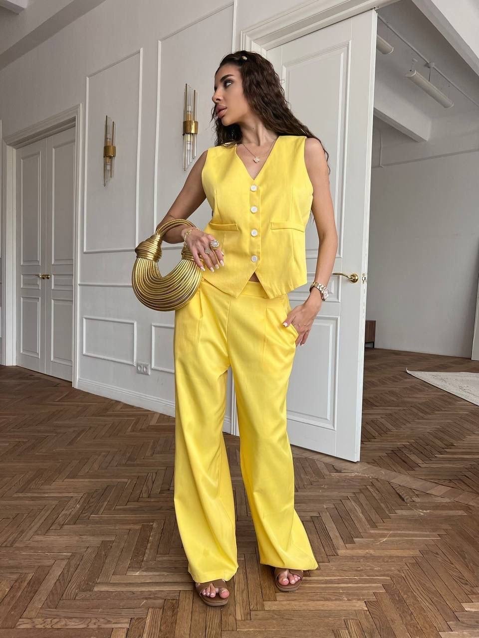 костюм из льна женский брюки и жилет,брюки палаццо и жилет костюм,брючный костюм,брючный костюм с жилеткой женский,брючный костюм с жилетом