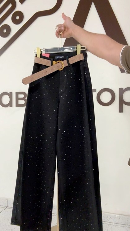брюки со стразами,широкие брюки,брюки женские широкие,брюки для женщин,брюки широкие бархатные со стразами befree