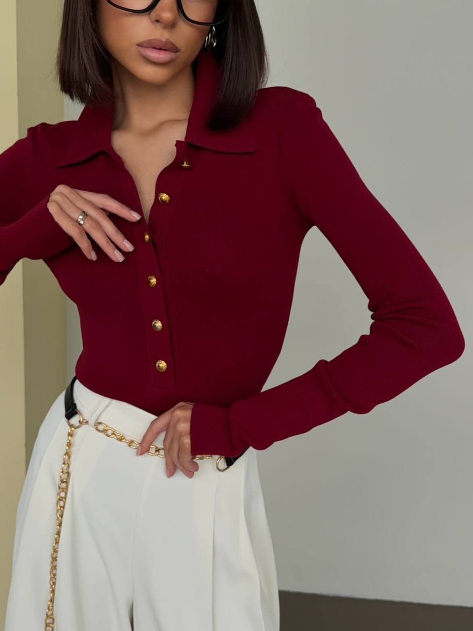 женская кофта,бордовая блузка,лонгслив в рубчик кофта облегающая поло офис evastival,бордовый,женская блузка