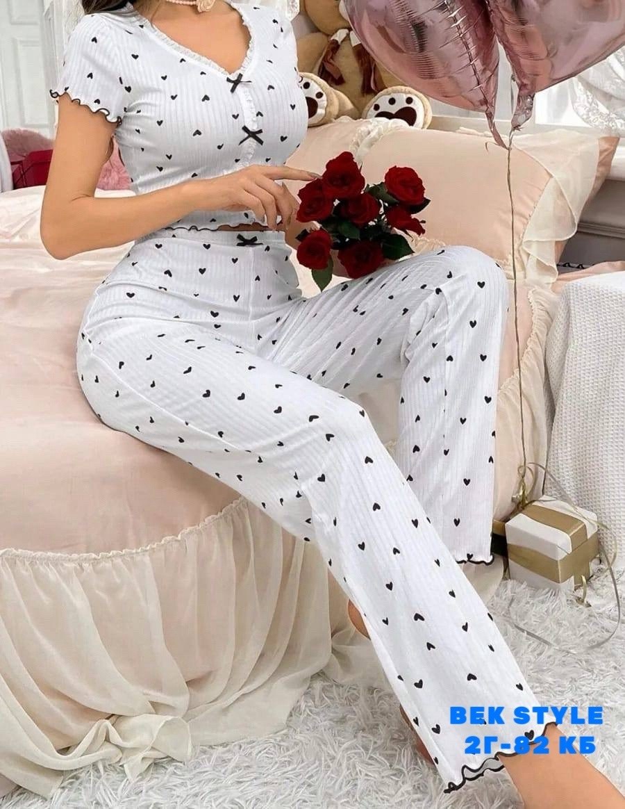 летняя женская пижама,пижама женская с брюками m,l,xl,xxl,с сердечками,пижама для женщин,женские пижамы,модные свободные кружевные пижамы