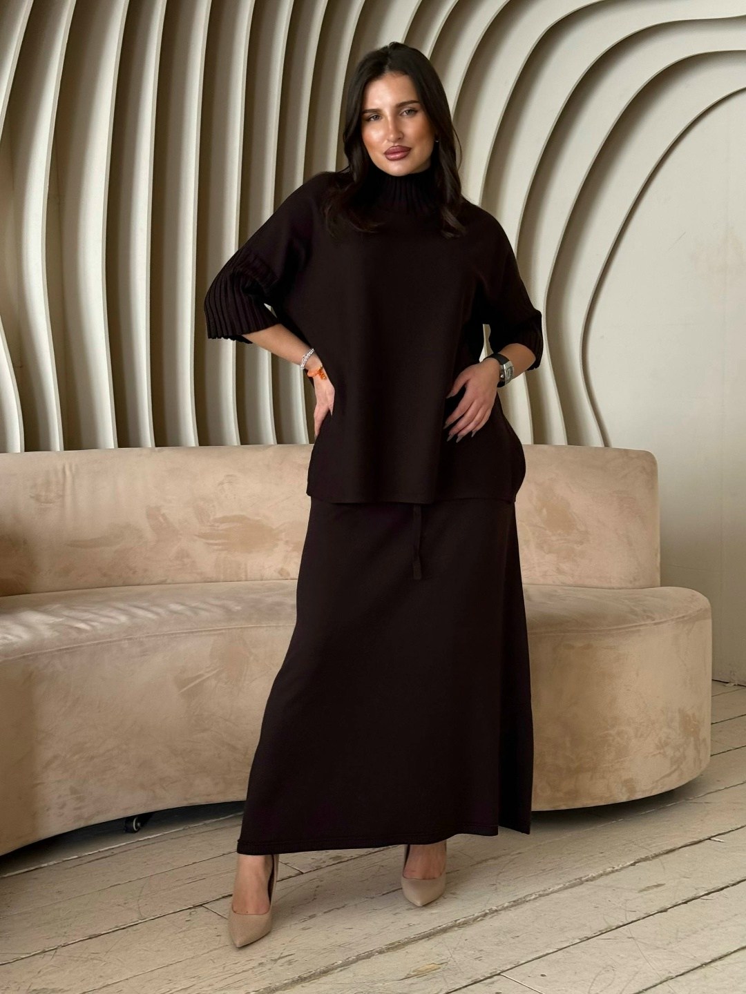 костюм трикотажный,костюм трикотажный платье с кардиганом emberens 252242273,костюм с юбкой,джемпер,костюм из кашемира