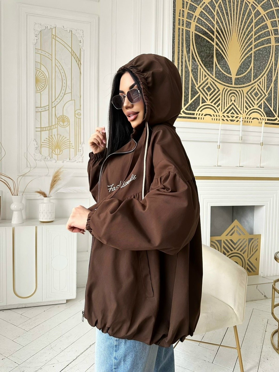 оверсайз куртка,женская куртка,стильная куртка,ветровка оверсайз с капюшоном,куртка