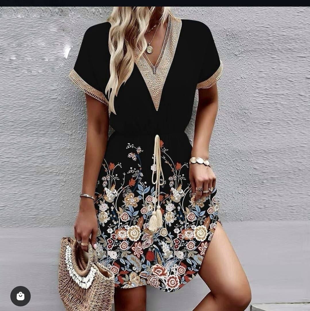 летнее женское платье,женское платье с цветочным принтом,женское платье с принтом,летнее платье с принтом,женское повседневное летнее платье