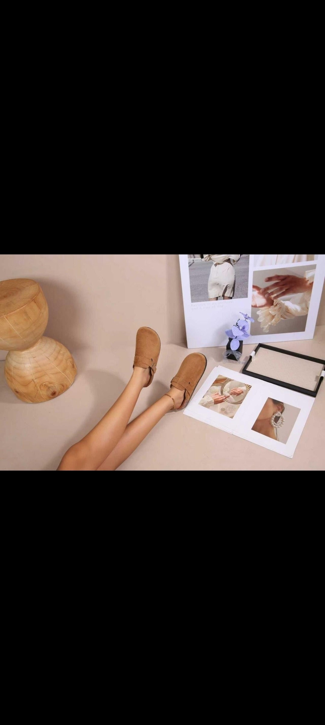 ,мюли замшевые,женские летние тапочки baotou,модные тапочки,замшевые сабо