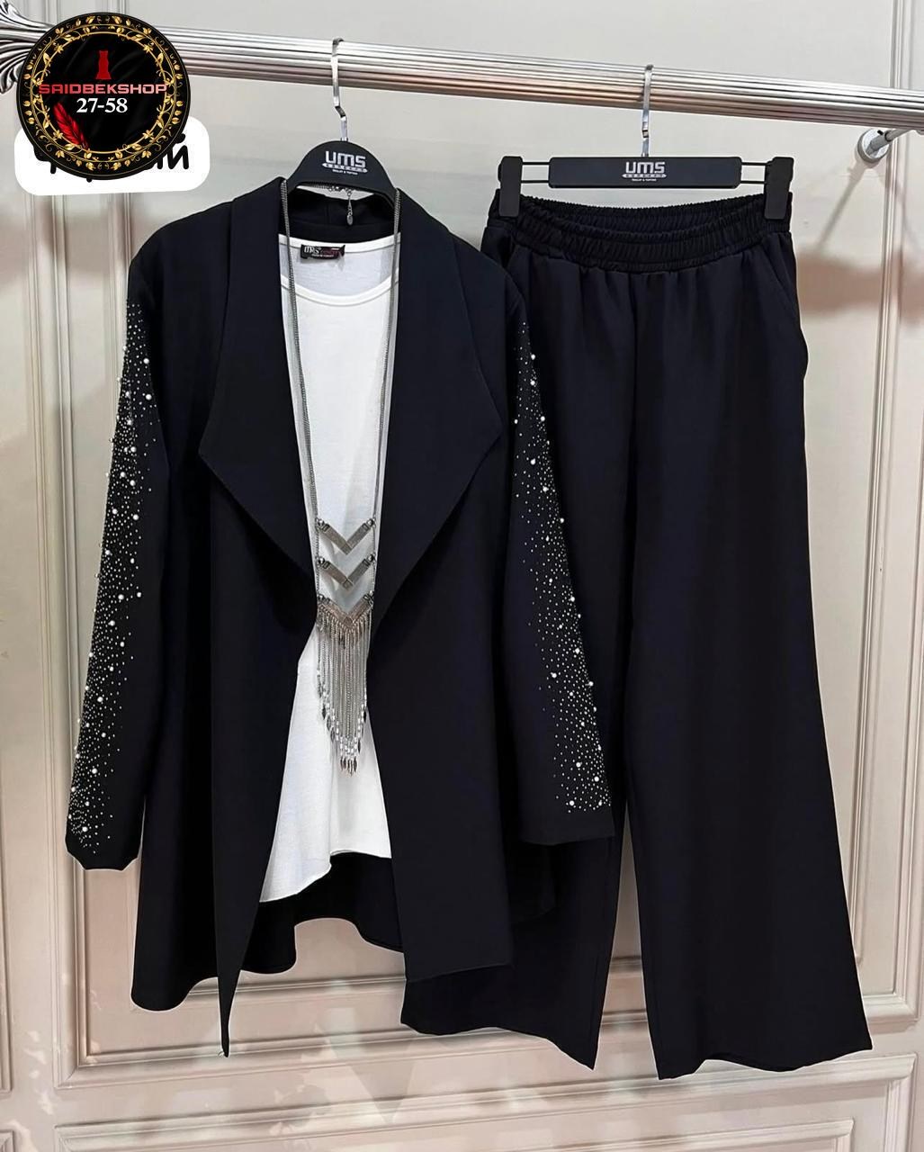 брючный костюм юрс 22-958-6 тройка голубой размер 44-54,брючный костюм urs 22-958-6,брючные женские костюмы,женские костюмы,брючный костюм юрс 22-958-6 тройка