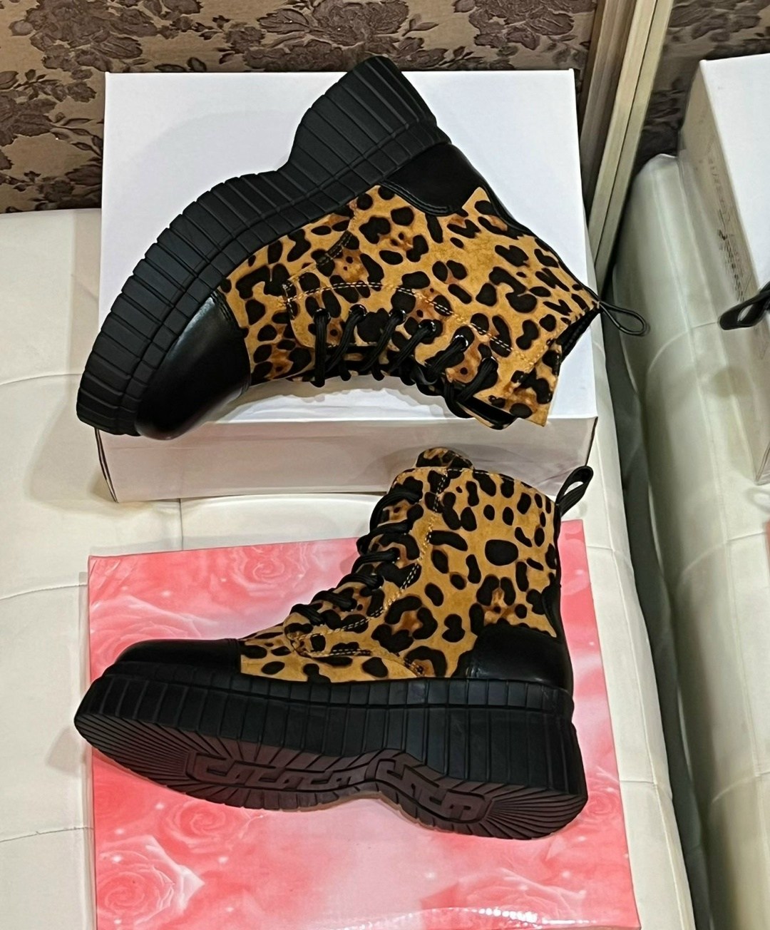 эконика леопардовые ботинки,ботинки женские,,леопардовые баленсиага,ботинки леопардовые