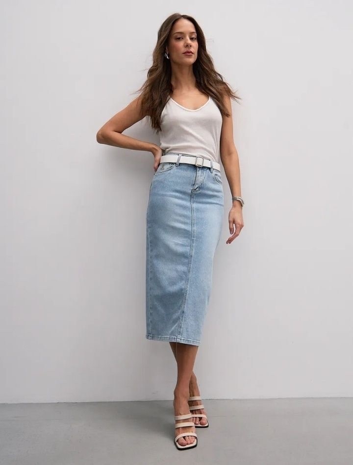 джинсовая юбка,юбки джинсовые миди,джинсовая юбка с разрезом спереди,джинсовая юбка золла,модели юбки