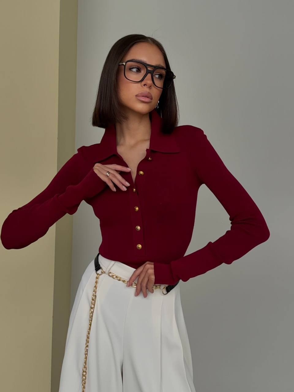 женская кофта,бордовая блузка,лонгслив в рубчик кофта облегающая поло офис evastival,бордовый,женская блузка