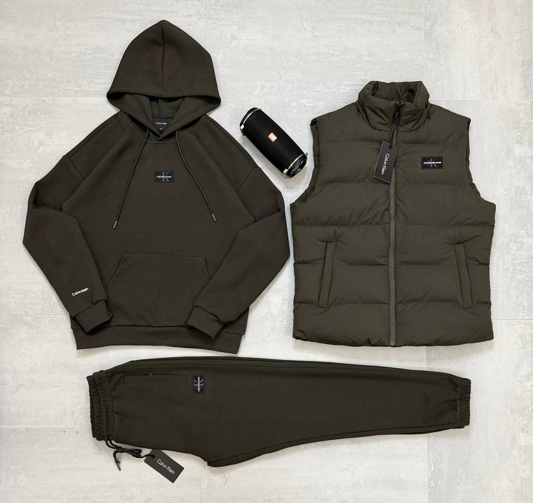 костюм спортивный,костюм на флисе,костюм тройка,костюм-тройка мужской: жилет, толстовка и штаны арт. 1331597