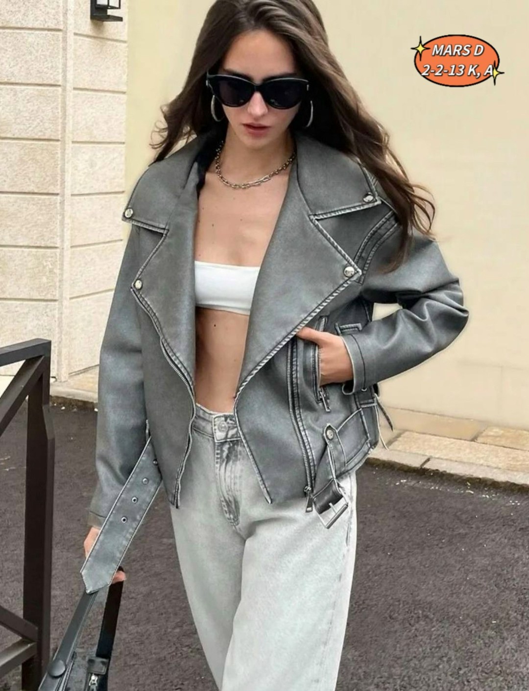 косуха винтажная куртка кожаная oversize серая monyken,куртка косуха,женская косуха,косуха винтажная кожаная куртка серая оверсайз aftfbasic,кожаная куртка косуха