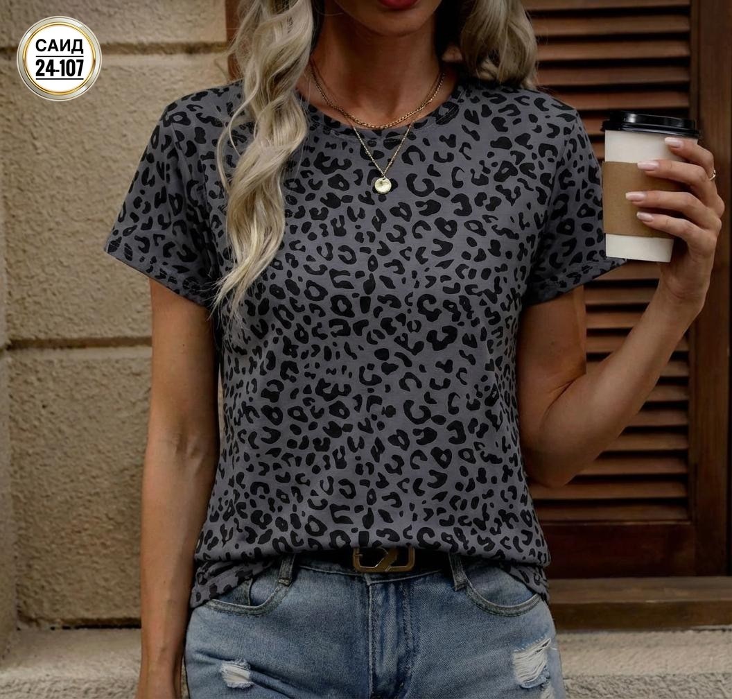 футболка с леопардовым принтом,леопардовая футболка,женская футболка с леопардовым принтом,женская футболка с леопардовым принтом и коротким рукавом,женская летняя футболка леопардовый короткий рукав