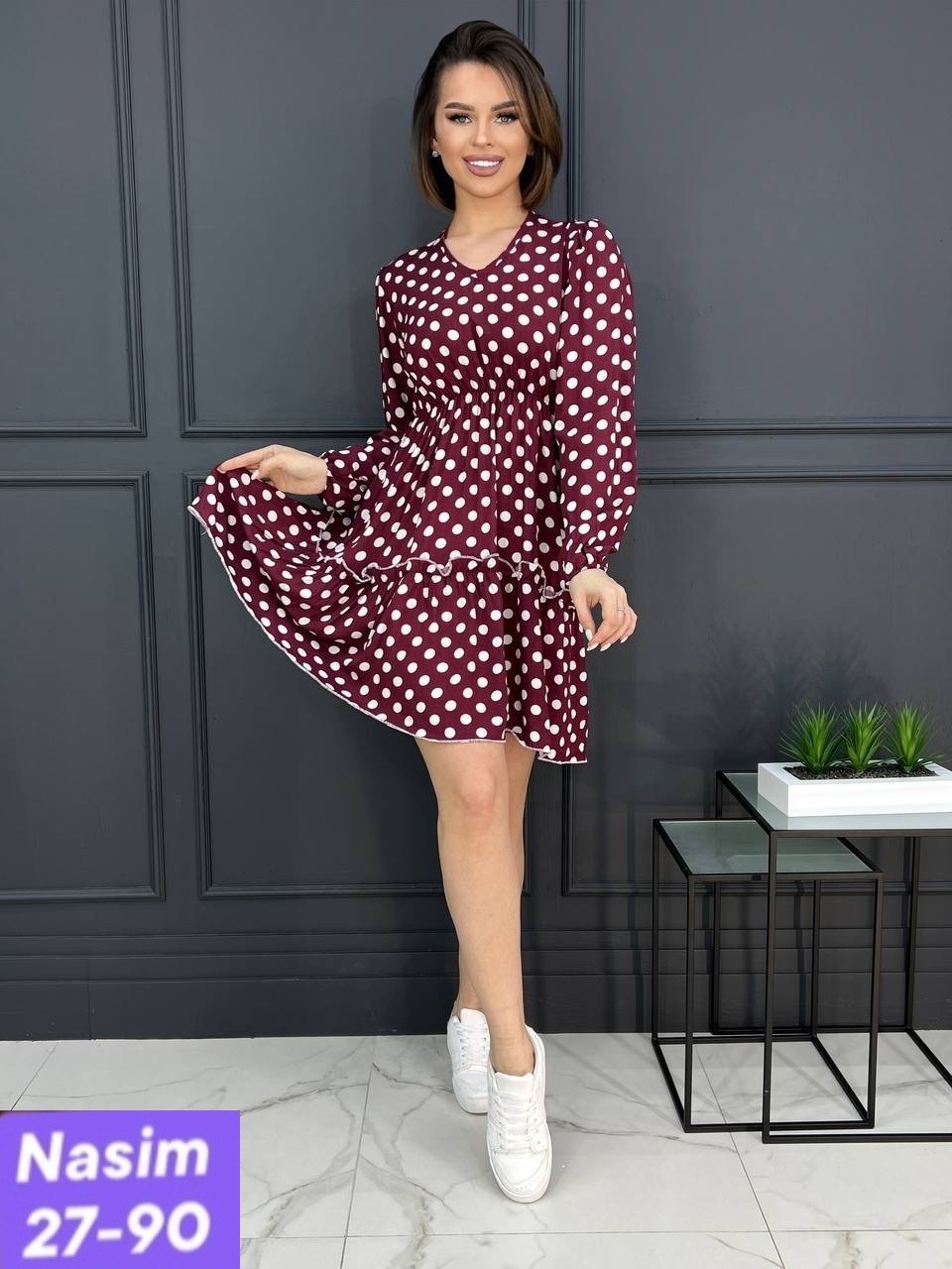 платье женская,женское платье в горошек,платье в горошек,платье стильное,бордовое платье в горошек