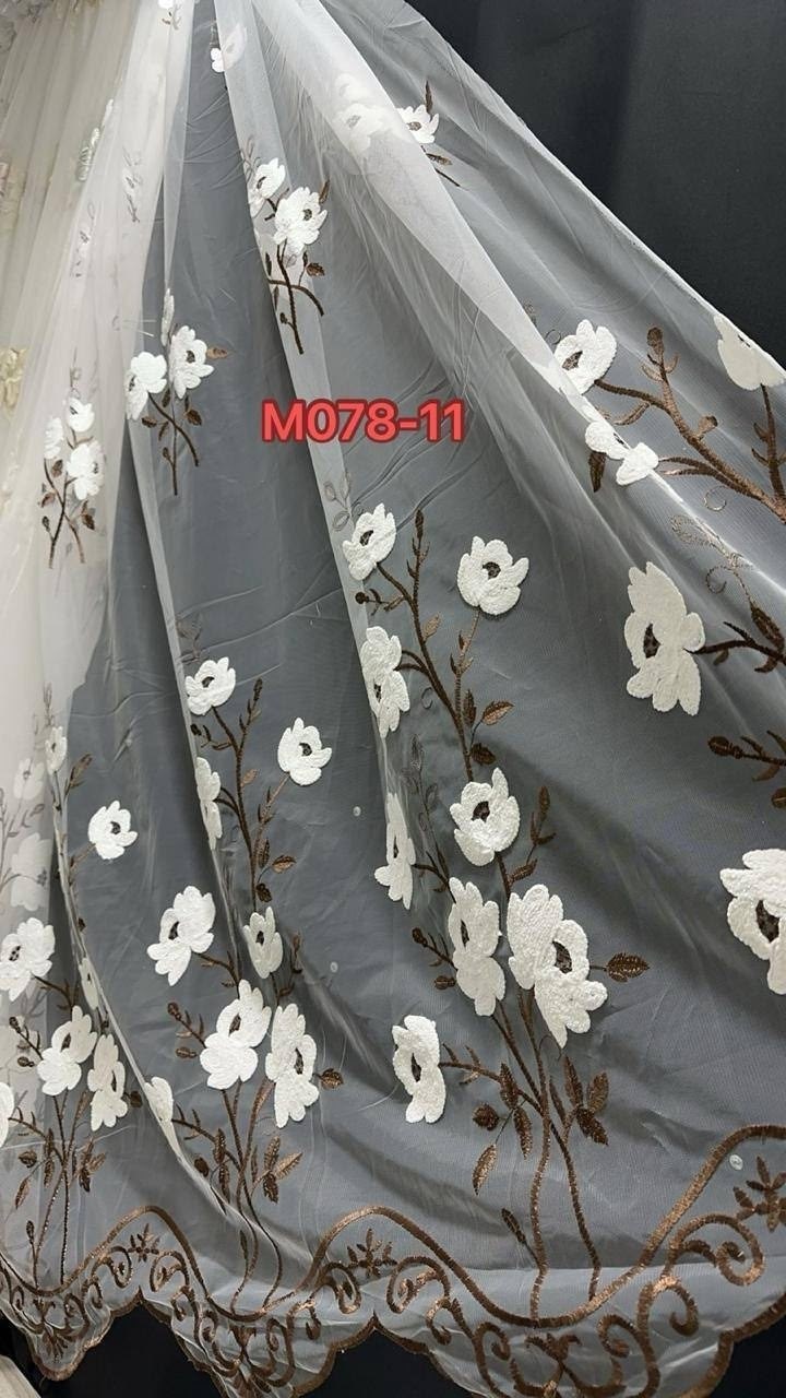 тюль сетка с вышивкой премиум белый 280см,органза сакура,тюль с вышивкой,тюль сетка,тюль
