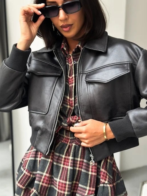 бомбер женский из качественной экокожи,бомбер женский velive черный экокожа,куртка бомбер,кожаная куртка,бомбер кожаный