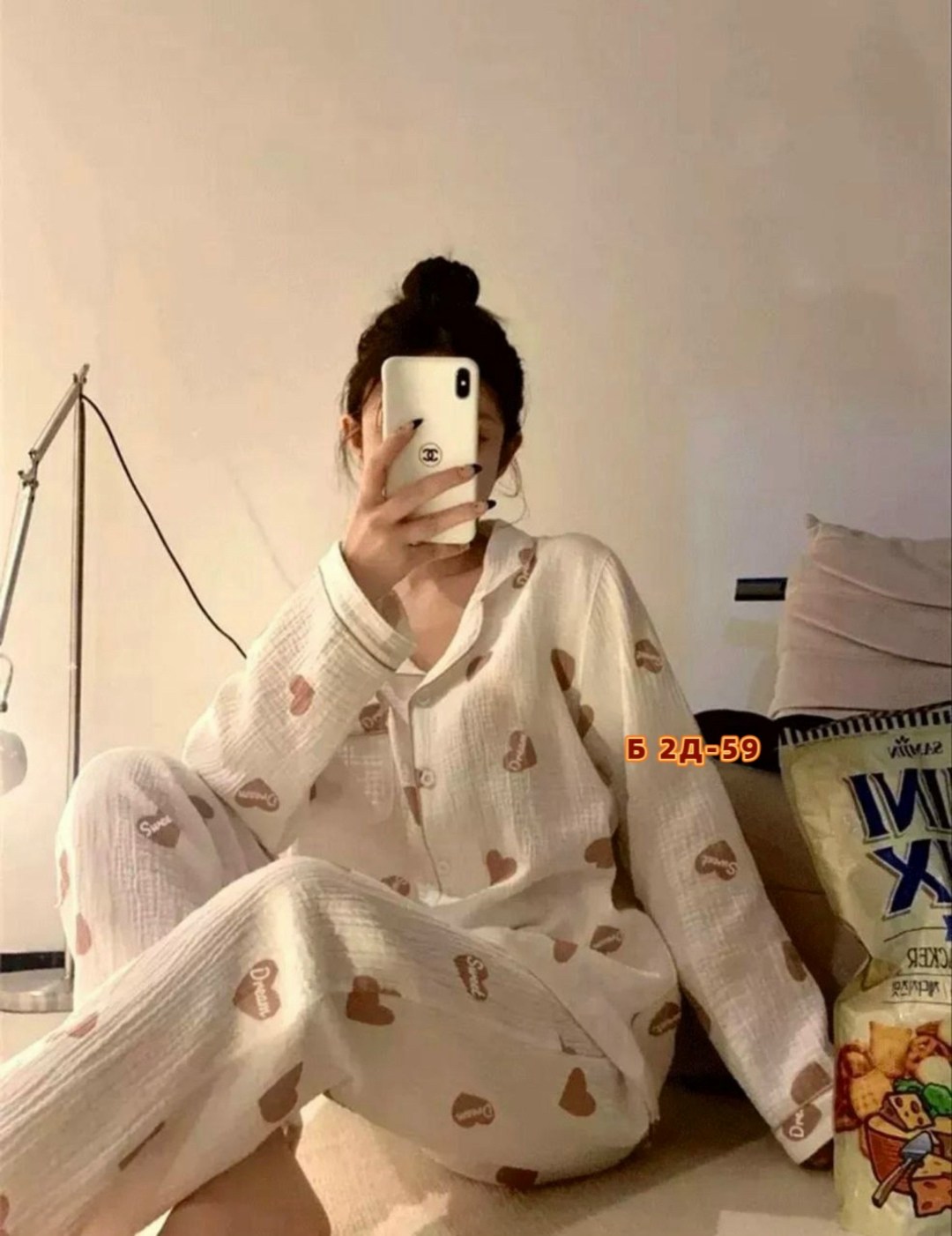 муслиновая пижама со штанами и рубашкой insomnimio,пижама со штанами и рубашкой y2k moolmeyno,пижама женская,пижама,пижама со штанами и рубашкой с сердечками gosu korean