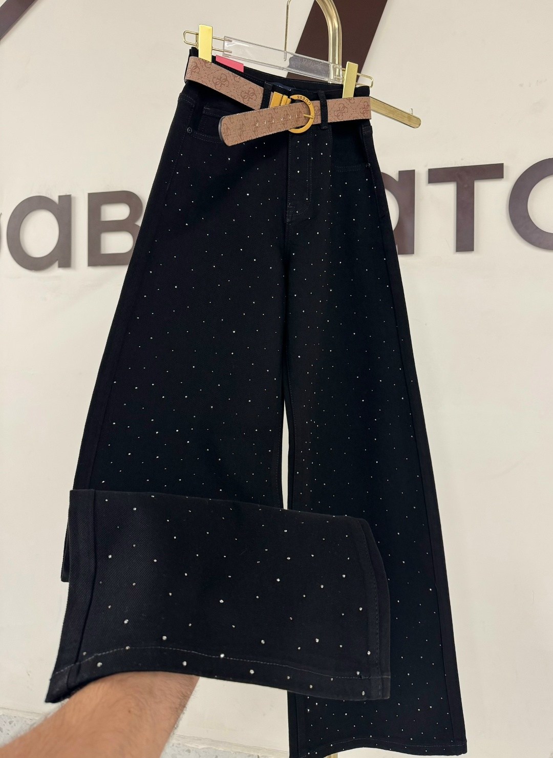 брюки со стразами,широкие брюки,брюки женские широкие,брюки для женщин,брюки широкие бархатные со стразами befree