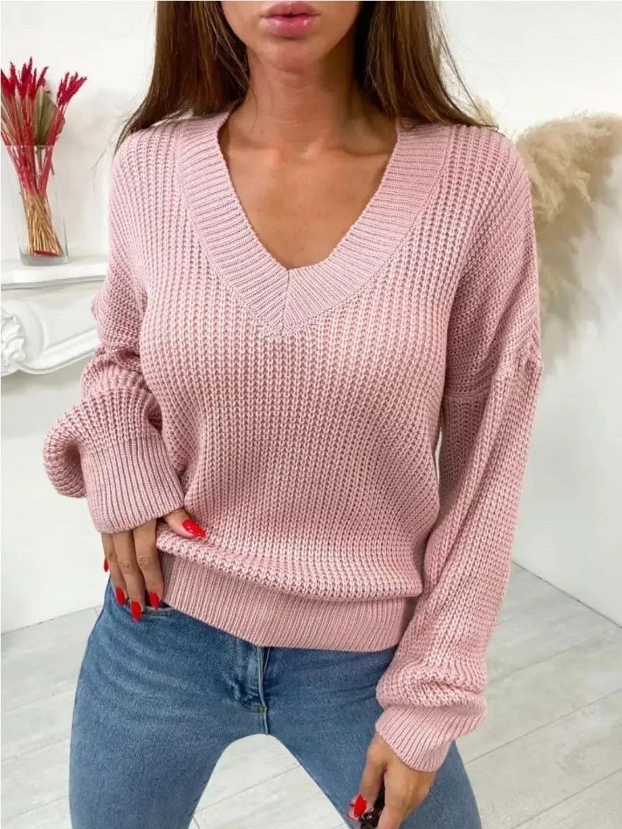 повседневный свитер с v-образным вырезом,свитер оверсайз кофта p&t fashion,джемпер с v-образным вырезом вязанный,свитер вязаный без горла,вязанный женский свитер с v-образным вырезом