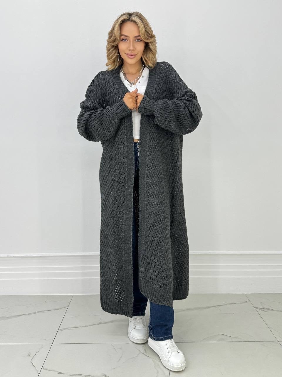 длинный кардиган из вязанного трикотажа,кардиган,кардиган длинный kotam 492675305,кардиган длинный kotam темно-зеленый,кардиган длинный kotam