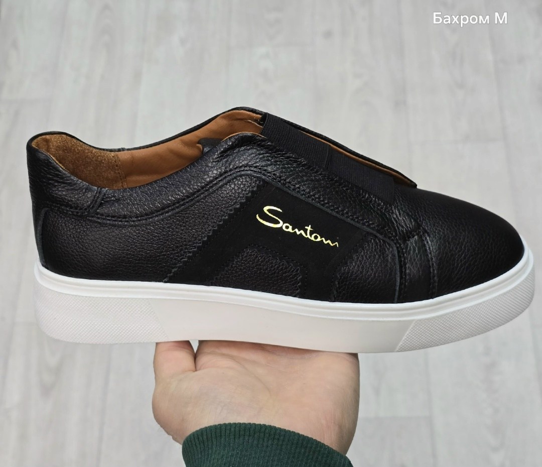 ,слипоны santoni,мужские слипоны,кожаные кеды santoni,мужская