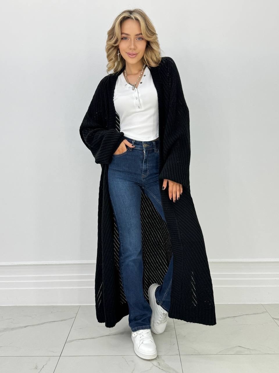 длинный кардиган из вязанного трикотажа,кардиган,кардиган длинный kotam 492675305,кардиган длинный kotam темно-зеленый,кардиган длинный kotam